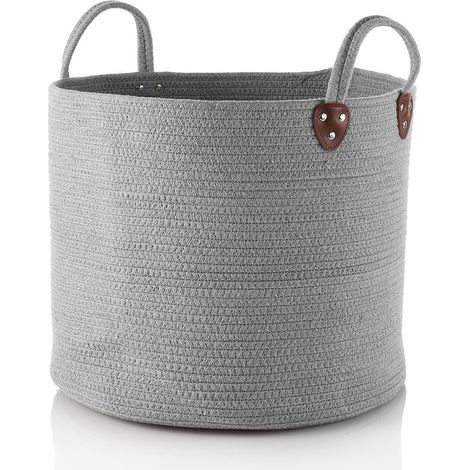 Cesto contenitore in tessuto cotone organizer con manici Giulio - Grigio