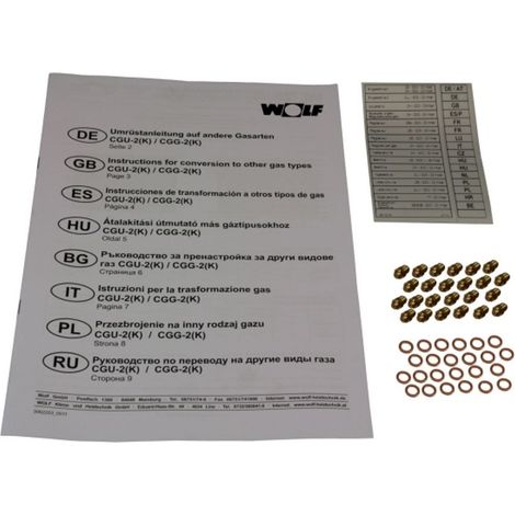 Wolf Kit di conversione gas naturale LL o gas liquido a gas naturale E, per CGU-2(K), 8612654