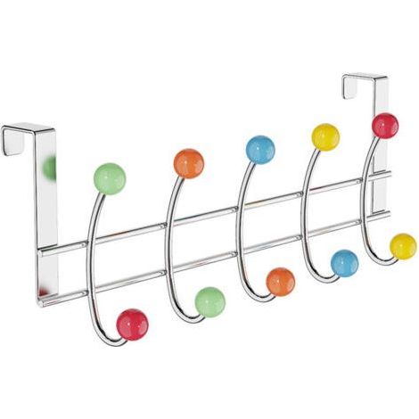 Luxury wall-mounted coat rack with 10 hooks - Chrome finish frame and multi-colored balls (1/4)