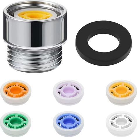 régulateurs de débit pour pommeau de douche, douche limiteur de réducteur de débit réglé, Adaptateur pour pommeau de douche fixe et douchette à main pour Salle de Bain, 6 Débits Différents (1/4)