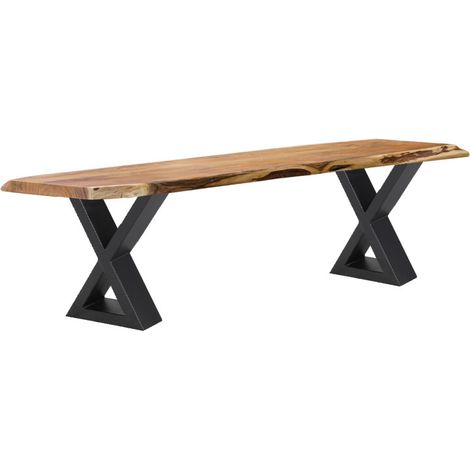 Banc L. 170 cm bois d'acacia et pieds en X en métal noir - OTTAWA (1/5)