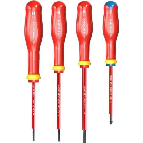 Facom AT4VEPB Set mit 4 isolierten Schraubendrehern Schwarz Rot