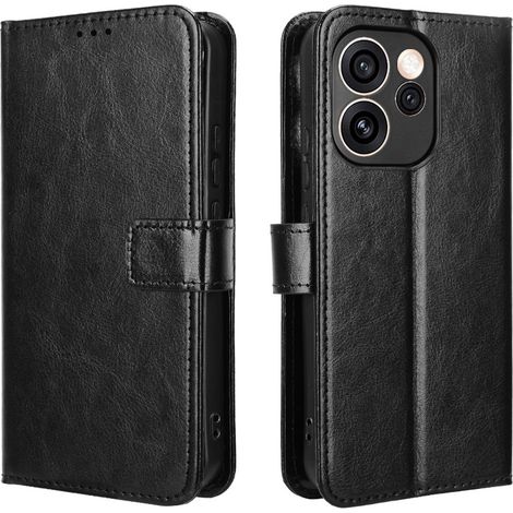 Klapphülle für Oppo Reno 15 Pro, Crazy Horse Wallet, Schwarz (1/5)