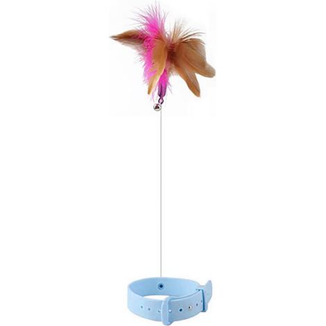 Collier de plumes de chat, jouets réglables, flexibles, baguette interactive amusante avec cloche pour jeu d'intérieur, bleu (1/5)