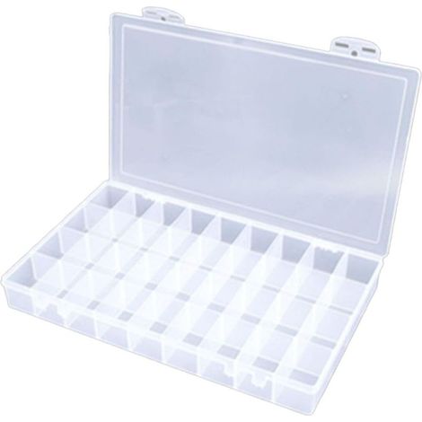 Aufbewahrungsbox aus Kunststoff – 36 Fächer – 37,8 x 23,4 x 4,8 cm – Transparent – Für Maniküre-, Näh-, Mal-, Perlen- und Schraubzubehör (1/5)