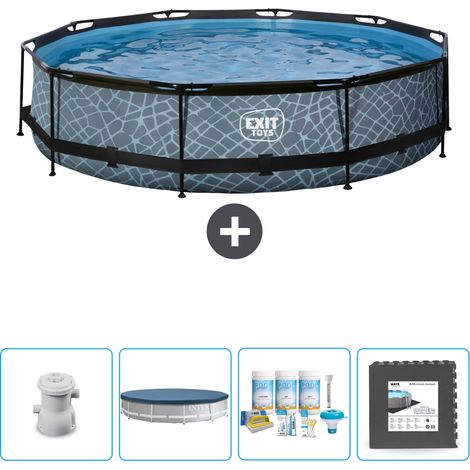 Exit-toys Piscina Exit Redonda - Efecto piedra - 360x76 cm - 7-piezas  SCB17 (1/4)