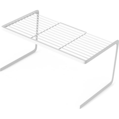 Égouttoir à vaisselle blanc en acier au carbone robuste et empilable, multifonctionnel, pour assiettes et bols, dimensions : 28 x 21 x 19,5 cm. (1/5)