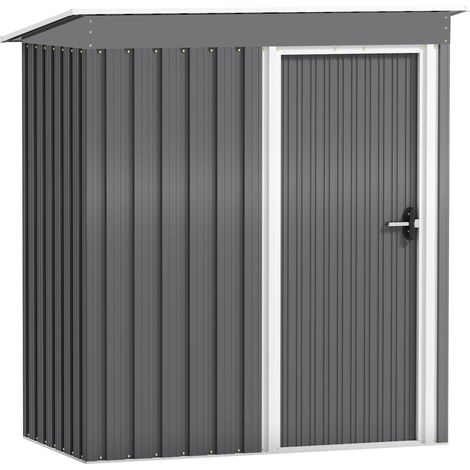 5 x 3ft Garden Storage Shed with Sliding Door and Sloped Roof Outdoor Equipment Tool, Light Grey