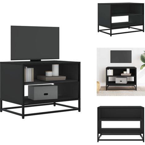 Meuble TV noir 61x40x46 cm bois d'ingénierie et métal - Meuble TV - Meubles TV - Banc TV - Buffet TV (1/5)