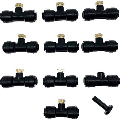 Ugelli nebulizzatori, connettore a T ad accesso rapido, struttura in ottone resistente, 10 pezzi da 0,5 mm neri (1/2)