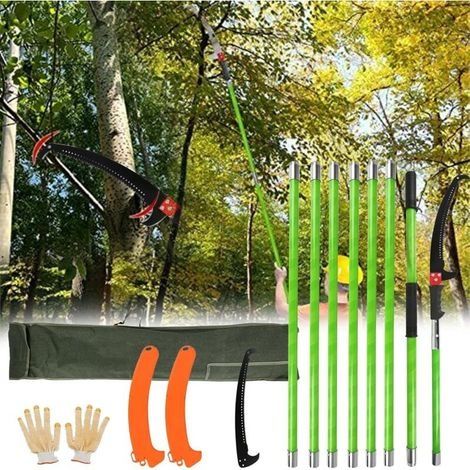 Scie D'élagage, 8M Scie élaguer Main Avec Manche Télescopique Arbre Sécateur Télescopique Longueur Réglable Manuellement Avec Sac Transport 2 Lames Arbre Ensemble D'outils Jardin (1/5)