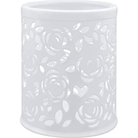 Metallener Stiftehalter, Make-up-Pinselhalter mit Rosenmuster, zylindrisches Stifteetui