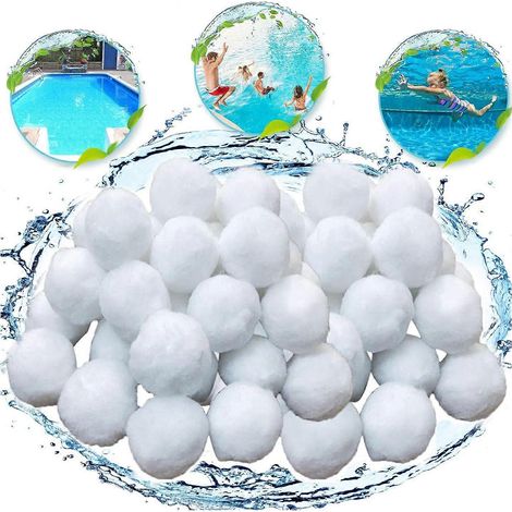 700 g Schwimmbadfilterbälle, Filterkugeln, Faserfiltermaterial für Sandfilter in Schwimmbädern (weiß). (1/5)