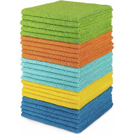 AIDEA Microfibre Cleaning Cloths, Household Cleaning Cloths, Softer, More Absorbent, Non-Fluffy, for Home, Kitchen, Car, Centers and Glass, Pack of 24, 30 x 30 cm (1/5)