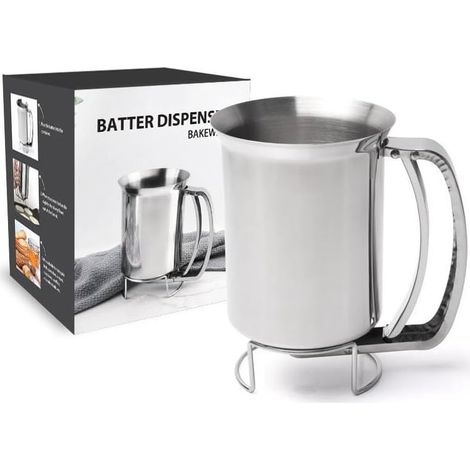 Distributeur de pâte à gâteau en acier inoxydable : outil pour la préparation de gâteaux, crêpes, muffins et gaufres (900 ml)