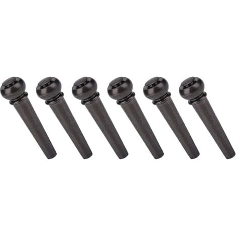 Lot de 6 chevilles de chevalet robustes en laiton pour guitares folk (pièces de rechange, noires) (1/5)