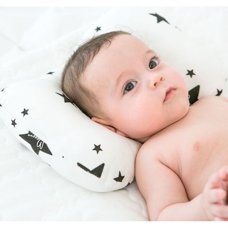 White Baby Newborn Pillow, 22x18cm Shaped Pillow Soft Cotton Baby Kids Pillows for Sleeping, Washabl (1/5)