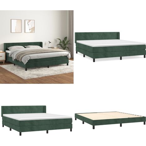 Boxspringbett mit Matratze Dunkelgrün 160x200 cm Samt - Samtbett - Boxspringbett - Doppelbett - Bettauflage - Matratze - Home & Living (1/5)