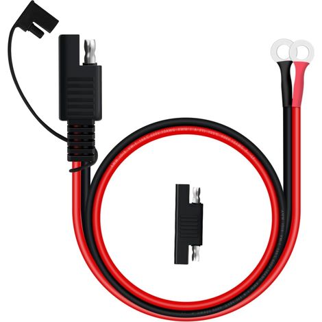 Connecteur SAE pour Chargeur de Batterie de Moto Câble SAE avec Joint Torique 10AVG 12V 30A pour Charger la Batterie de Moto de Voiture (Noir et Rouge, 0.6 m) (1/5)