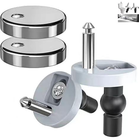 Charniere Abattant WC,2 pièces Abattant WC de Toilettes à Charnière,Charniere Abattant WC Fixations,Fixation de Siège de Toilette,avec Caoutchouc Vis Fixation (1/5)
