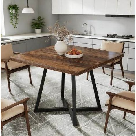 MEUBLIV Tavolo da pranzo quadrato 80x80 cm marrone rustico e nero stile industriale (1/5)