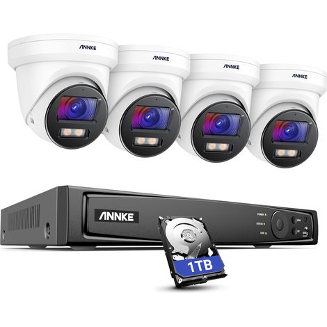ANNKE Smart Home 4K Turret Camera IR Night Vision Built-in Mic Waterproof 8CH PoE NVR H.265+ Video Security System 4Cameras  - 1TB HDD (1/5)