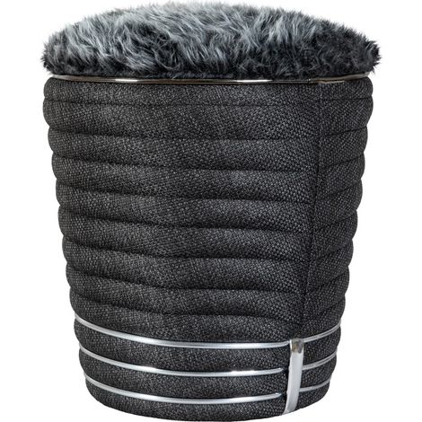 Pouf Doric 320 in Antracite e Legno di Pioppo (1/3)