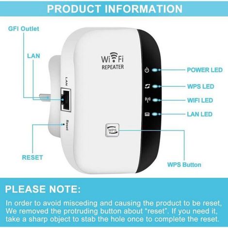 Amplificateur Wi-Fi, amplificateur Internet sans fil 2,4 GHz pour la maison, amplificateur de signal WLAN 300 Mbps, facile à insta