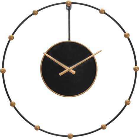 Orologio da parete in metallo nero, Ø61x4,5 cm – Pearl (1/5)