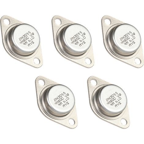 GARRYFIZH Lot de 5 Transistors de Puissance 2N3055 NPN - Boîtier Métal TO-3, 15A/60V - Haute Qualité (1/5)