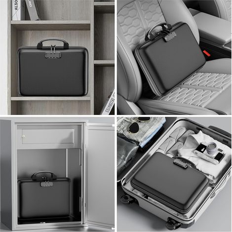 Chemise ignifugée avec serrure - Étui rigide - Boîte à documents ignifugée avec 13 pochettes accordéon - Portable - Solution de rangement sécurisée - Noir (1/2)