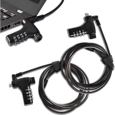 Universel Câble Antivol PC Portable à Combinaison - 2m Acier, Code 4 Chiffres Rotatif, Serrure Zinc Alloy, Compatible (Fente Sécurité Universelle) (1/5)