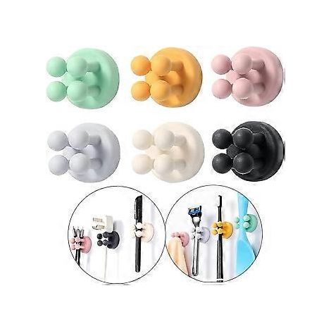 Lot de 6 crochets autocollants SZTXJ pour suspendre serviettes, vêtements, clés, crochets décoratifs en silicone à coller au mur ou à la porte, supports utilitaires fonctionnels, larges crochets en U (1/5)