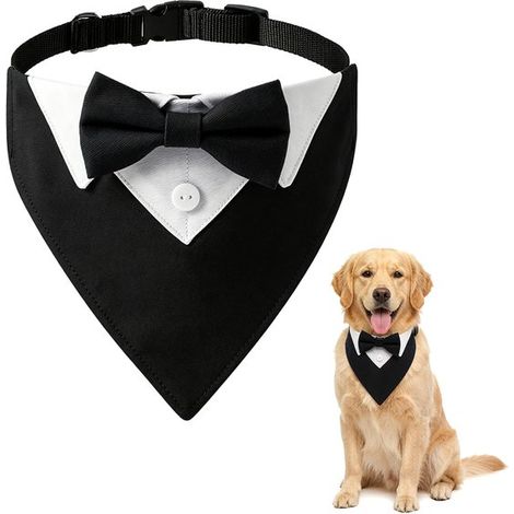 Babero para perros,Ancho 25 x Alto 19 cm,Circunferencia del cuello: 36,60 cm,Ajustable,Bufanda para perros,Collar para perros,Adecuado para bodas (1/5)