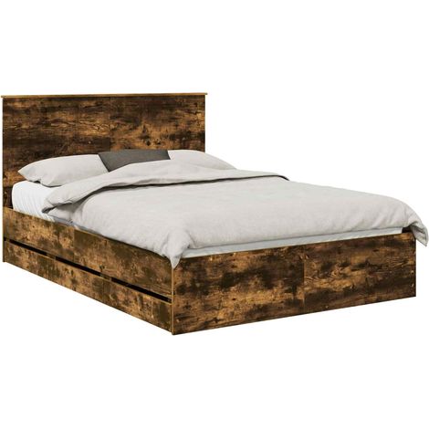 Maison Exclusive - Estructura de cama Roble ahumado 135 x 190 cm (1/5)
