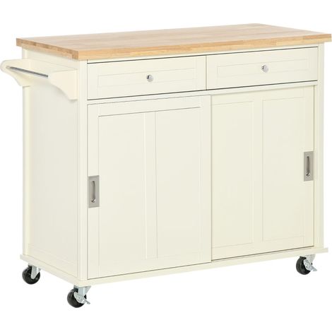 Isola per Cucina 110x49,5x89,5 cm con Cassetti Armadietto e Portasciugamani in Legno e MDF Bianco (1/5)