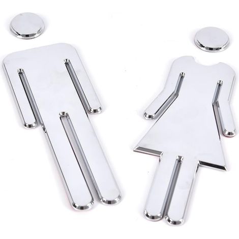 (Silbernes) WC-Türschild – Badezimmer-Türschild – Selbstklebendes WC-Schild für Damen und Herren – Aufkleber für WC-Türen, öffentliche Restaurants, Hotels, Cafeterias (1/5)