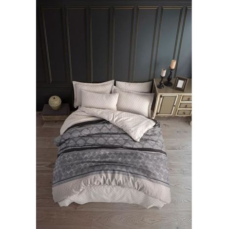 Bettwäsche - 1 Bettbezug 220 x 240 cm + 2 Kissenbezüge 60 x 60 cm - 65% Baumwolle, 35% Polyester - Grau