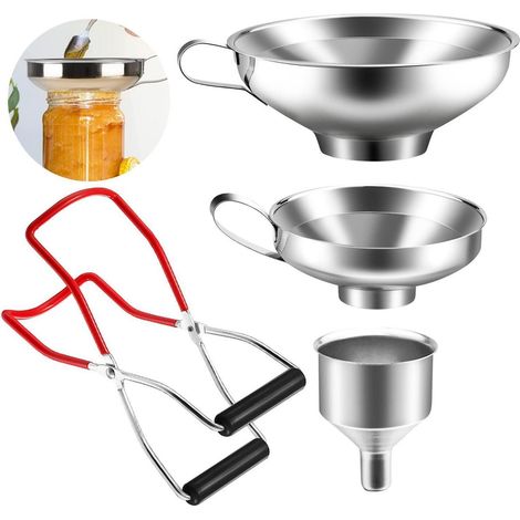 Trichter Set Edelstahl mit Griff & Glasheber für Einkochen & Abfüllen (1/5)
