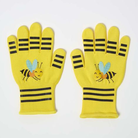 HOMESCAPES Kinder-Gartenhandschuhe Biene, gelb