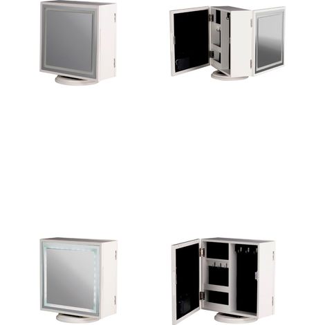 Regalo Italiano Specchio Portagioie con LED in MDF 30 x 18 x 33 Cm – Organizer Gioielli con Specchio