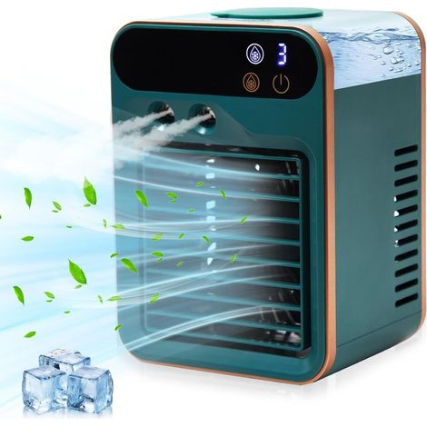 Climatiseur portable 4000 mAh, 3 vitesses de pulvérisation, dimensions : 17,8 x 12,2 x 10,9 cm (1/5)