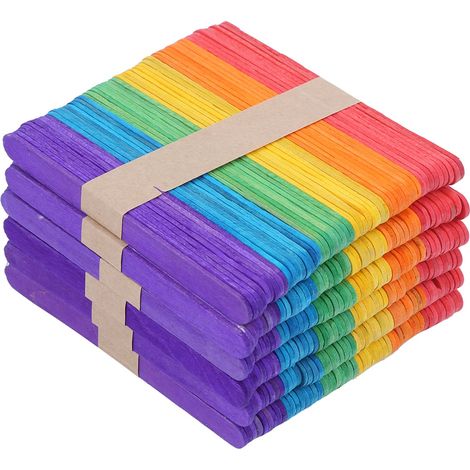 Lot de 300 bâtonnets de glace colorés en bois pour bricolage manuel artisanal, activités DIY d'été à la maison. (1/5)