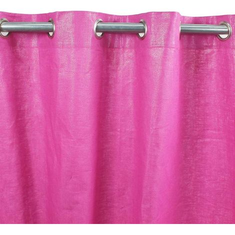 COMETE OLD - Rideau en coton, lin et lurex fuschia 140x250 (1/3)