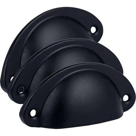 Poignée coquille, Tiroirs à poignée coquille, Poignée ancienne, pour Dans les Meubles, Armoires, Portes, Tiroirs (Noir) (1/3)