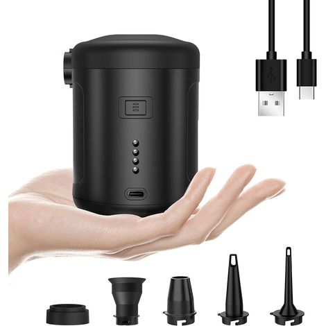 Pompe à air électrique portable et rechargeable avec connecteur, pour bouées de piscine, matelas gonflables, anneaux de natation.