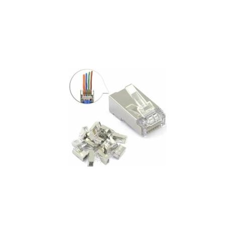 Lot De 25 Connecteur Rj45 Cat6 Embout De Connecteur Blindé Nickelé Rj45 8P8C Via Une Prise Modulaire Ethernet (1/5)
