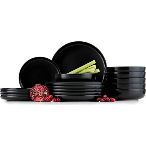 KONSIMO Essservice VICTO (18-tlg) Schwarz Keramik 20x27x18.5cm