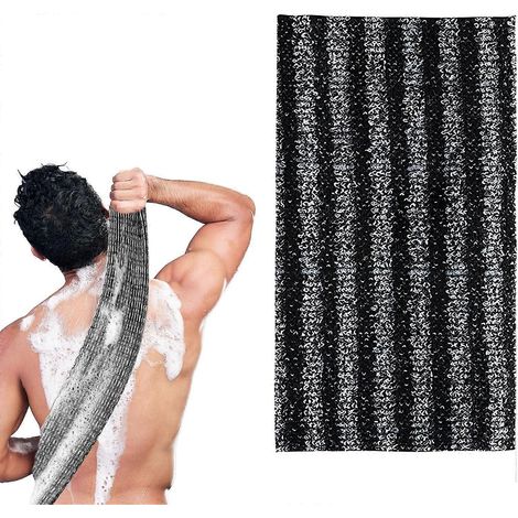 Peeling-Duschhandschuh, schwarz, aus Luffa-Netzgewebe, für Rücken und Körper. (1/5)