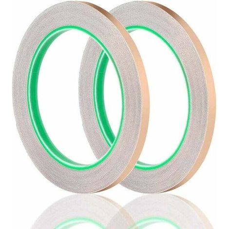 2 Rouleau Ruban Cuivre, 20m x 6mm Bande Cuivre anti Limaces Adhesif Cuivre Double Conducteur, Ruban Adhésif Décoratif Feuille de Cuivre pour Vitrail (1/5)